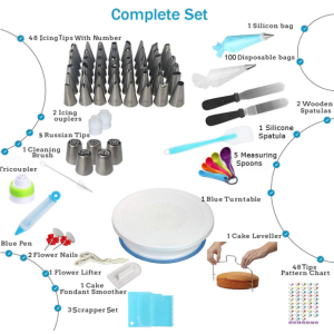 Kit de Decoración de Pasteles 174 Piezas con Base Giratoria y Herramientas Profesionales para Repostería DIY