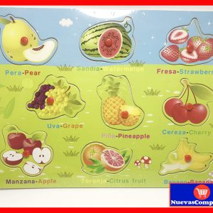Rompecabezas de Madera de Frutas en Inglés y Español para Niños de 2 a 4 Años – Juguete Educativo Didáctico