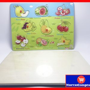Rompecabezas de Madera de Frutas en Inglés y Español para Niños de 2 a 4 Años – Juguete Educativo Didáctico