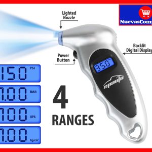 Medidor de Presión Digital para Neumáticos 150 PSI para Carros, Motos y Bicicletas