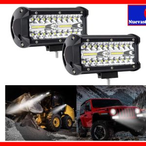2 Barras de Luz LED 7 Pulgadas 54W 40 LEDs Impermeables Off Road para Vehículos