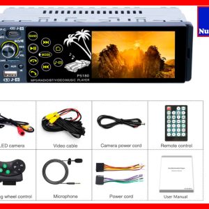 Car Stereo Bluetooth 3.8″ Pantalla Táctil Radio FM 1 DIN USB Tipo-C Cámara Reversa