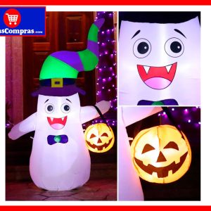 Inflable de Halloween Fantasma con Calabaza 180 cm con Luces LED – Decoración Interior y Exterior