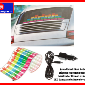 Ecualizador LED para Carro con Sensor de Música Luz Rítmica Adhesiva 12V Decoración Auto