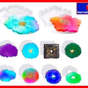 Moldes de Silicona para Resina Posavasos Tipo Ágata 10 Estilos DIY