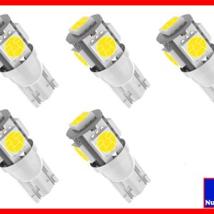 Luces LED T10 Blancas para Carro 5 Unidades Bombillas 5050 W5W 194 Interior Auto