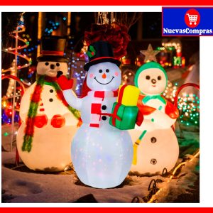 Muñeco de Nieve Inflable 5 Pies con Luces LED Giratorias – Decoración Navideña Exterior