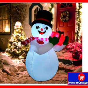 Muñeco de Nieve Inflable Navideño con Luces LED y Regalo – Decoración Navidad Interior y Exterior