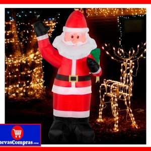 Inflable Navideño Papá Noel 180 cm con Luces LED – Decoración Exterior Jardín y Patio