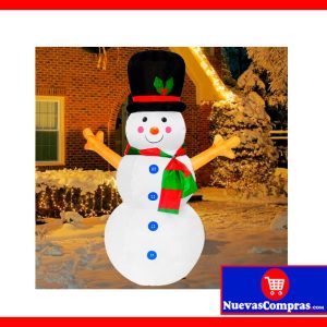 Muñeco de Nieve Inflable Navideño con Luces LED 1.20 m | Decoración Exterior e Interior para Navidad