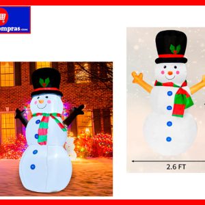 Muñeco de Nieve Inflable Navideño con Luces LED 1.20 m | Decoración Exterior e Interior para Navidad