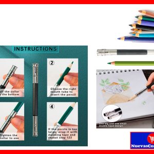 Extensor de Lápiz Ajustable de Metal Doble Punta | Soporte Profesional para Dibujo y Arte