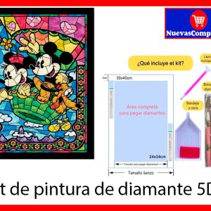 Kit de Pintura Diamante 5D Mickey y Minnie 30×40 cm – Arte con Diamantes para Decoración