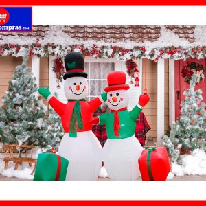 Muñecos de Nieve Inflables con Luces LED – Decoración Navideña para Patio y Hogar ( 200 cm de Ancho)