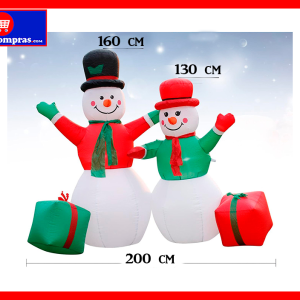 Muñecos de Nieve Inflables con Luces LED – Decoración Navideña para Patio y Hogar ( 200 cm de Ancho)