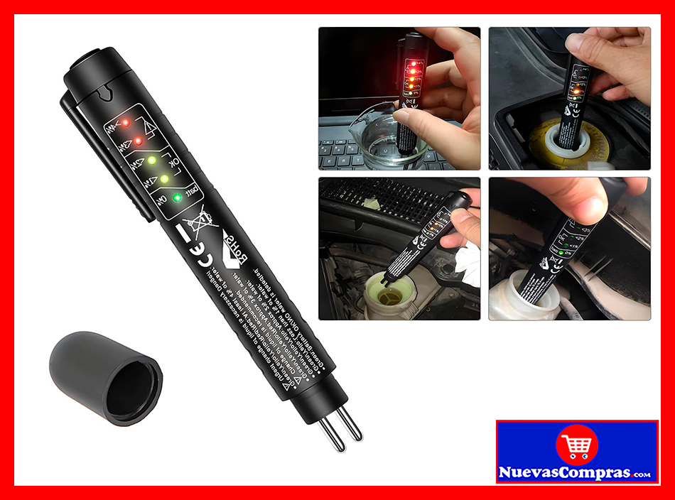 Probador de Líquido de Frenos con 5 Luces LED – Tester Automotriz DOT3 DOT4 DOT5.1