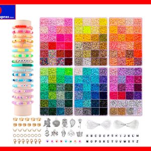 Kit 14000 Cuentas de Arcilla para Pulseras 136 Colores + Letras y Accesorios DIY Joyería