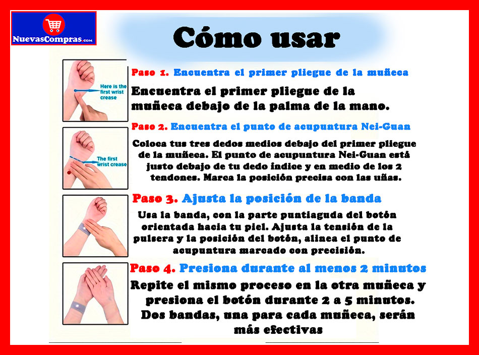 Pulsera Antimareo de Acupresión para Náuseas Viaje Auto Avión Barco Niños y Adultos - Imagen 3
