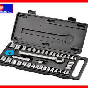 Juego de Copas y Ratchet 40 Piezas Portátil para Reparación Automotriz y Hogar