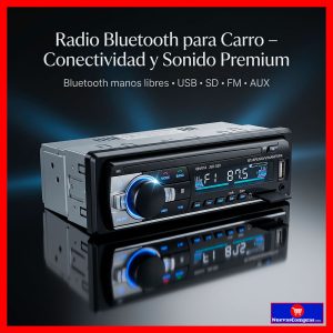 Radio Bluetooth 1 DIN para Carro con USB, SD, AUX y Manos Libres FM